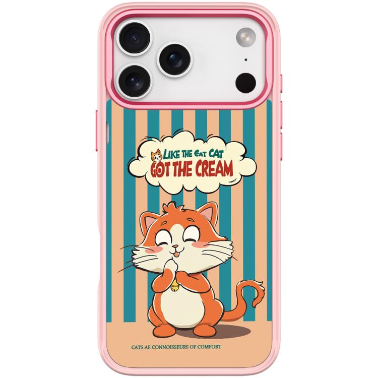 For iPhone 17 Pro Adorable Bell Cat Pattern Magnetic Phone Case(Pink)