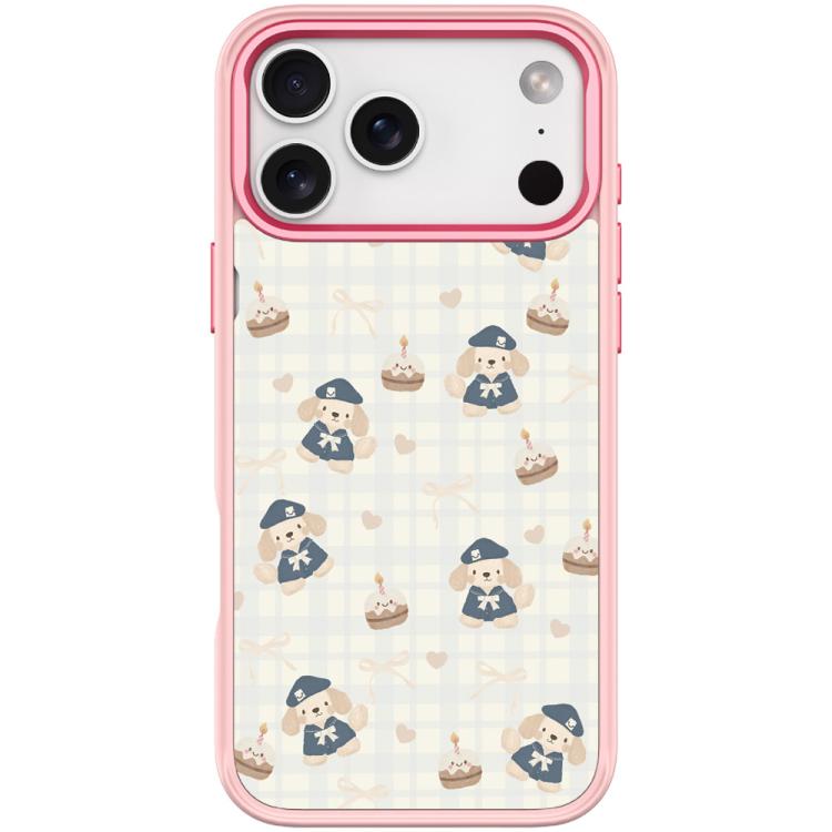 For iPhone 17 Pro Adorable Beret Puppy Pattern Magnetic Phone Case(Pink)