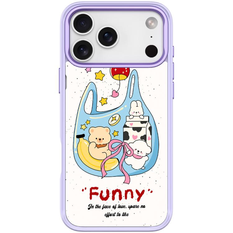 For iPhone 17 Pro Adorable Handbag Bear Pattern Magnetic Phone Case(Light Purple)