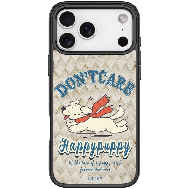 For iPhone 17 Pro Adorable Happy Puppy Pattern Magnetic Phone Case(Black)