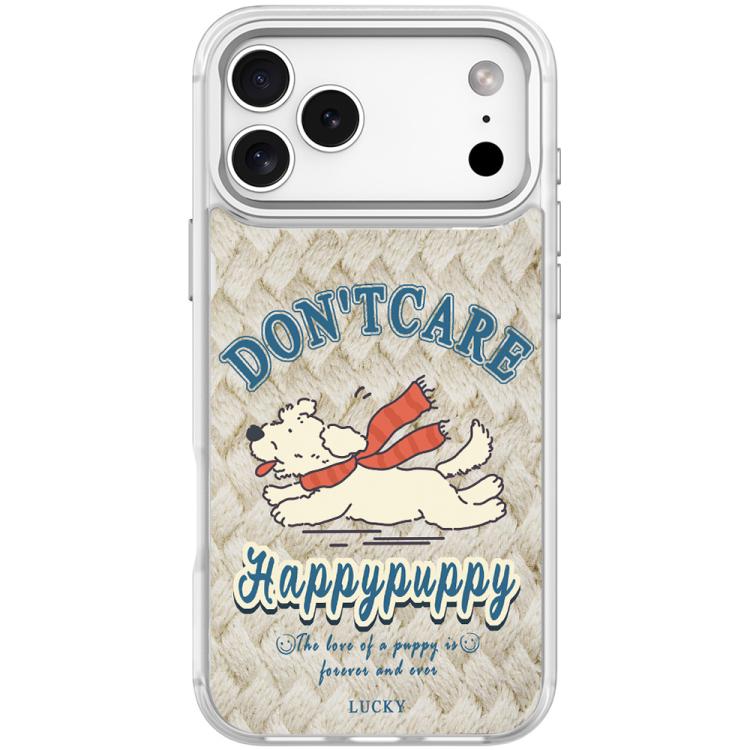 For iPhone 17 Pro Adorable Happy Puppy Pattern Magnetic Phone Case(Transparent White)