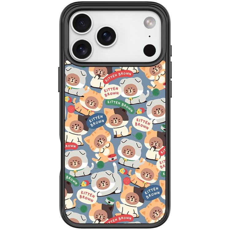 For iPhone 17 Pro Adorable Little Bear Pattern Magnetic Phone Case(Black)