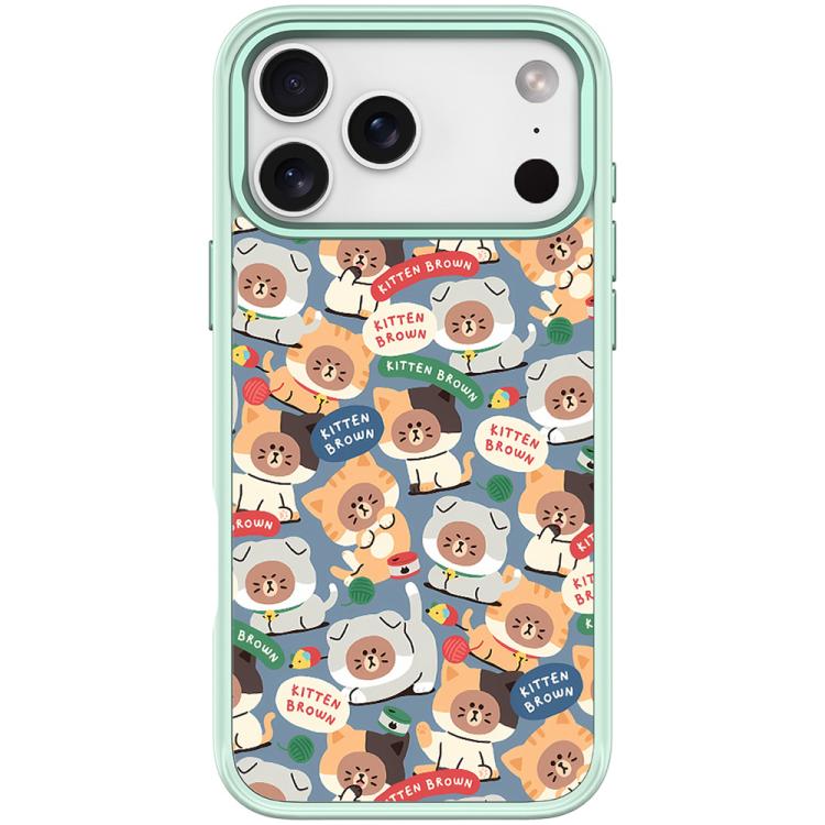 For iPhone 17 Pro Adorable Little Bear Pattern Magnetic Phone Case(Light Green)