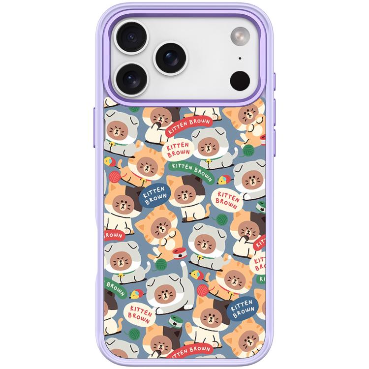 For iPhone 17 Pro Adorable Little Bear Pattern Magnetic Phone Case(Light Purple)
