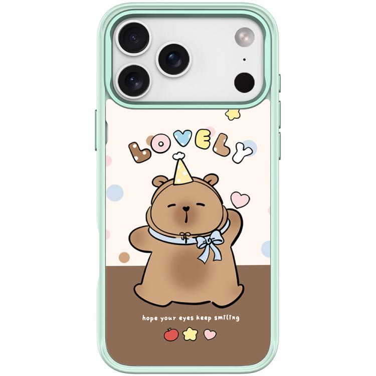 For iPhone 17 Pro Adorable Little Capybara Pattern Magnetic Phone Case(Light Green)