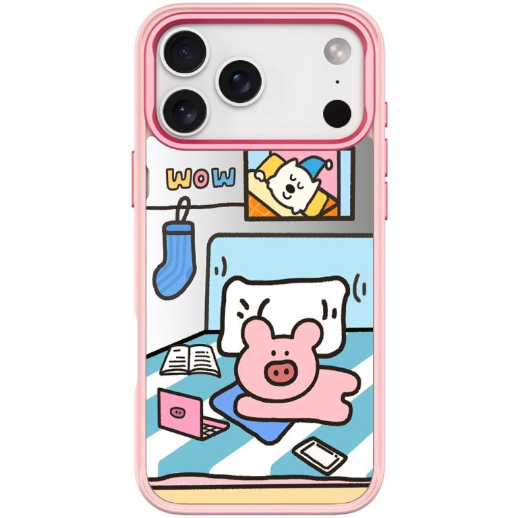 For iPhone 17 Pro Adorable Little Pig Pattern Magnetic Phone Case(Pink)