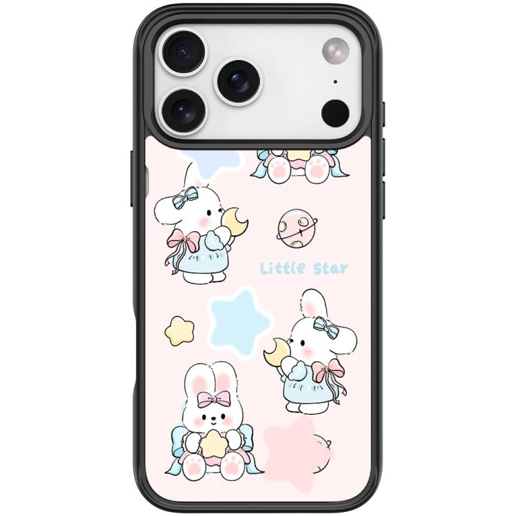 For iPhone 17 Pro Adorable Rabbit and Little Star Pattern Magnetic Phone Case(Black)