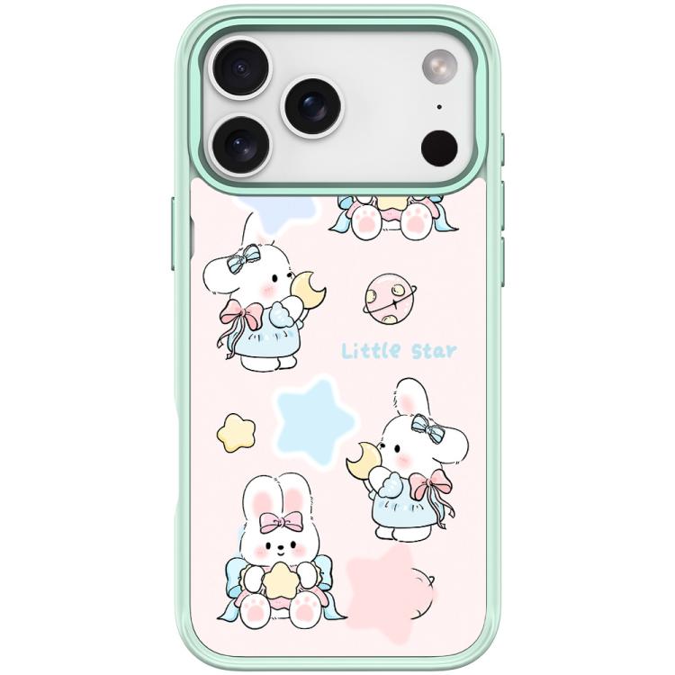 For iPhone 17 Pro Adorable Rabbit and Little Star Pattern Magnetic Phone Case(Light Green)