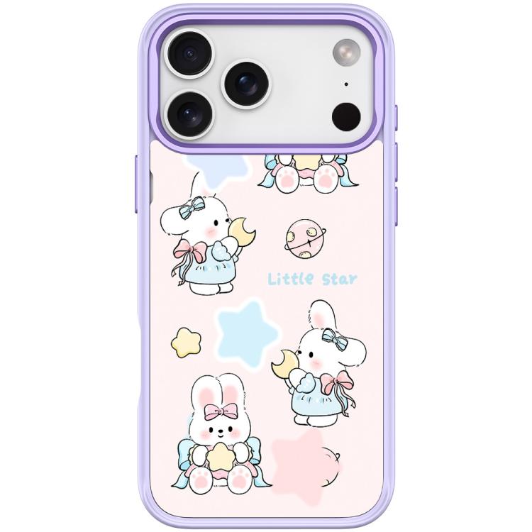 For iPhone 17 Pro Adorable Rabbit and Little Star Pattern Magnetic Phone Case(Light Purple)