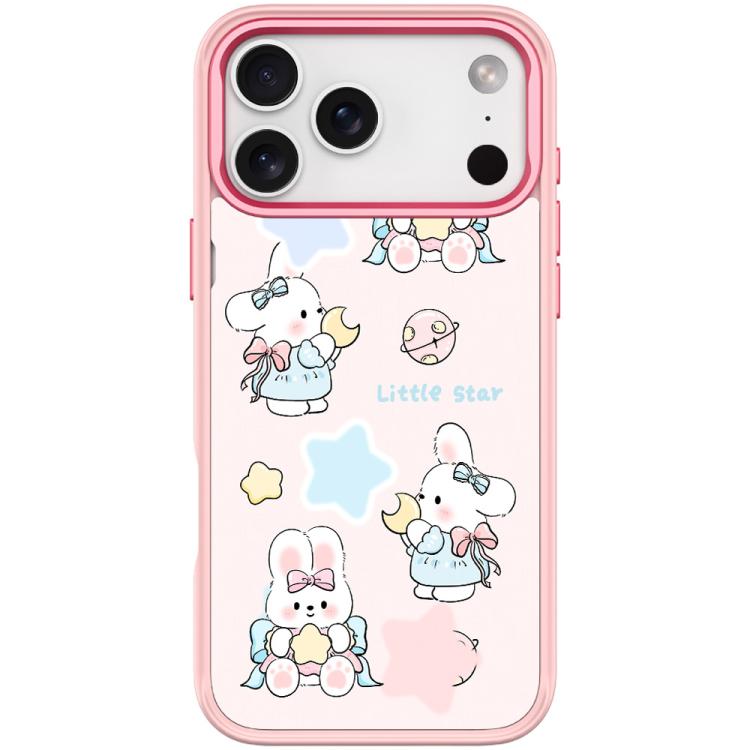 For iPhone 17 Pro Adorable Rabbit and Little Star Pattern Magnetic Phone Case(Pink)