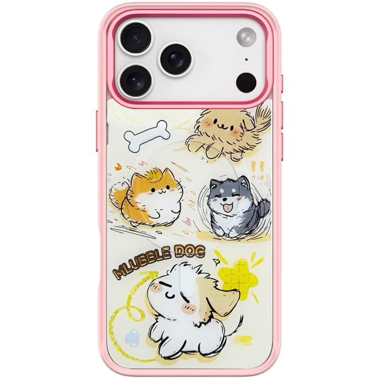 For iPhone 17 Pro Adorable Whirlwind Dog Pattern Magnetic Phone Case(Pink)