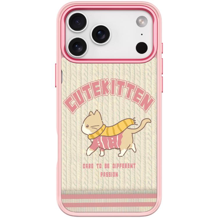 For iPhone 17 Pro Adorable Woolen Cat Pattern Magnetic Phone Case(Pink)