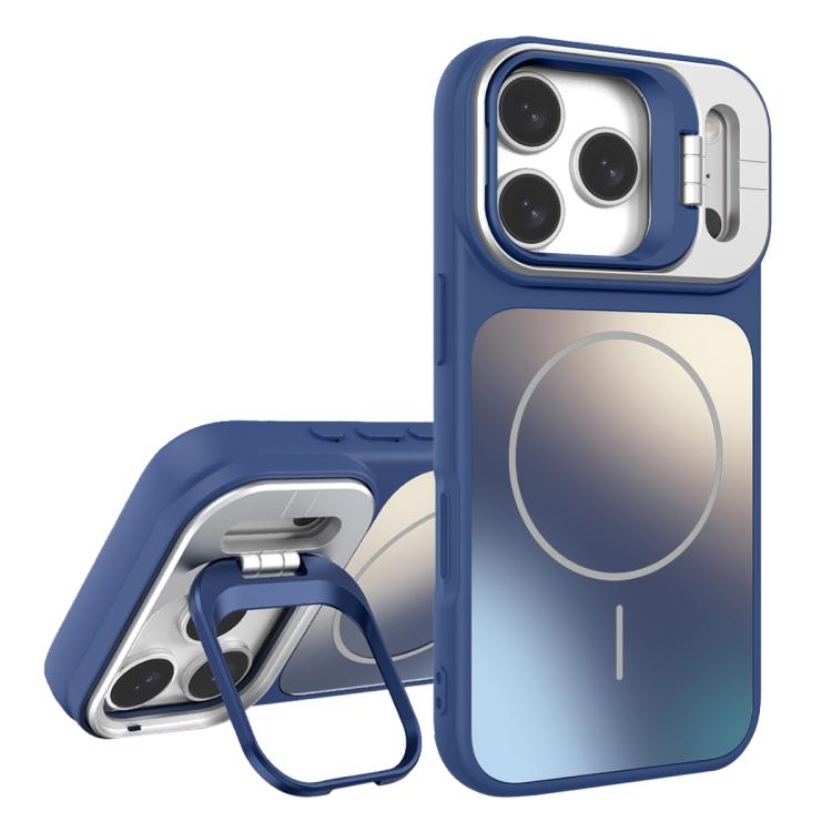 For iPhone 17 Pro AG Frosted Lens Holder MagSafe Phone Case(Royal Blue)