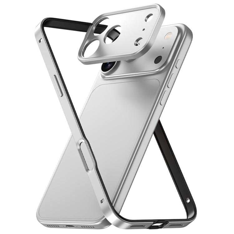 For iPhone 17 Pro Aluminum Alloy Hybrid Silicone Edge Thin Cooling Phone Frame Case with Metal Lens Frame(Silver)