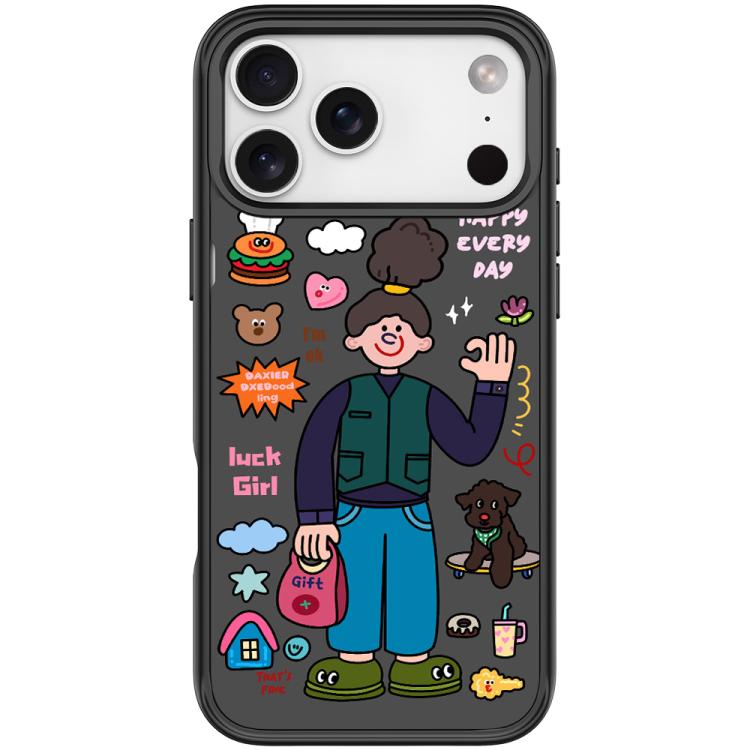 For iPhone 17 Pro American Girl Pattern Magnetic Phone Case(Black)