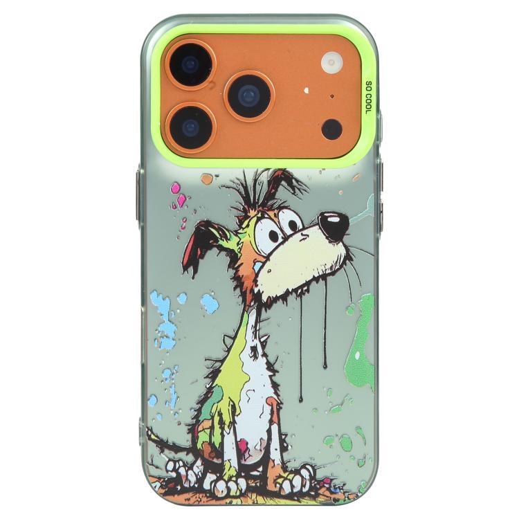 For iPhone 17 Pro Animal Pattern Oil Painting Series PC + TPU Phone Case(Green Dog)