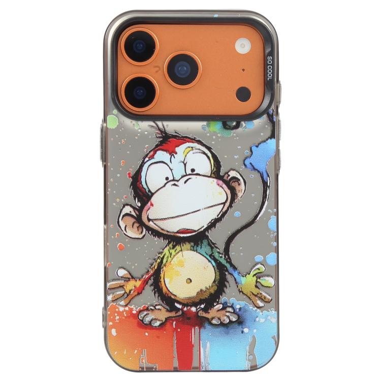 For iPhone 17 Pro Animal Pattern Oil Painting Series PC + TPU Phone Case(Happy Monkey)