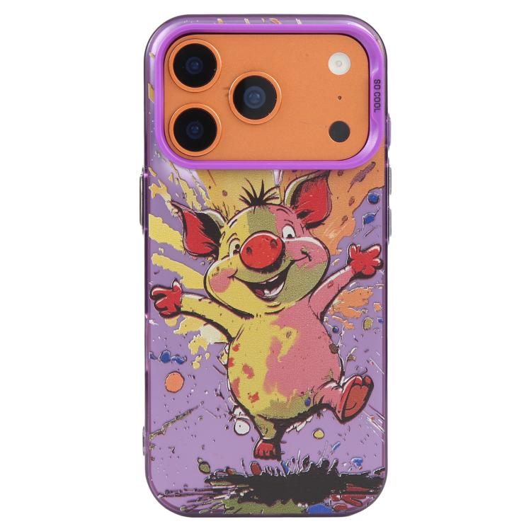 For iPhone 17 Pro Animal Pattern Oil Painting Series PC + TPU Phone Case(Happy Pig)