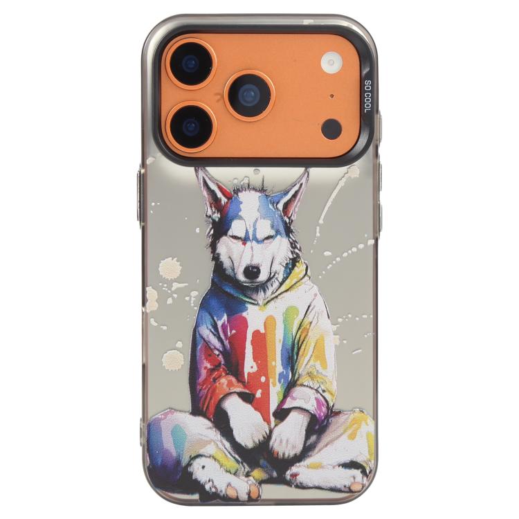 For iPhone 17 Pro Animal Pattern Oil Painting Series PC + TPU Phone Case(Hoodie Dog)