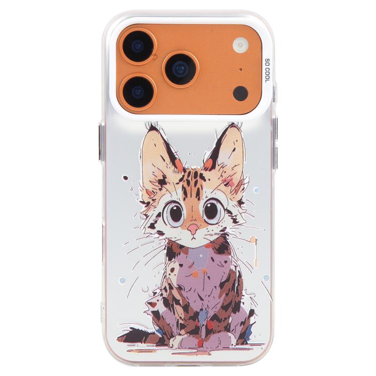 For iPhone 17 Pro Animal Pattern Oil Painting Series PC + TPU Phone Case(Stupid Cat)