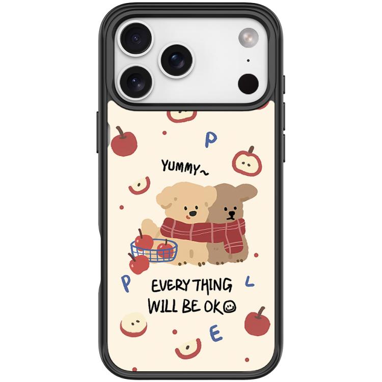 For iPhone 17 Pro Apple Dog Pattern Magnetic Phone Case(Black)