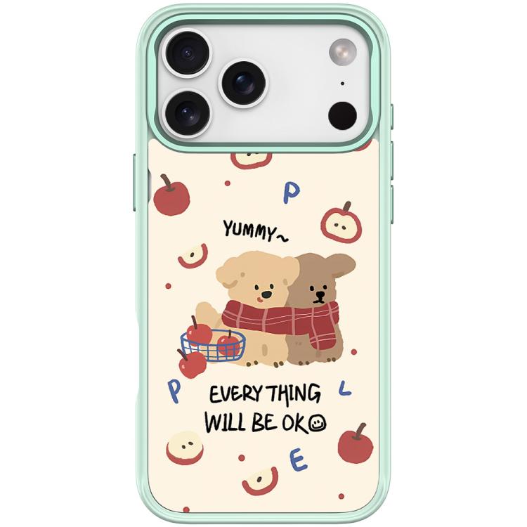For iPhone 17 Pro Apple Dog Pattern Magnetic Phone Case(Light Green)