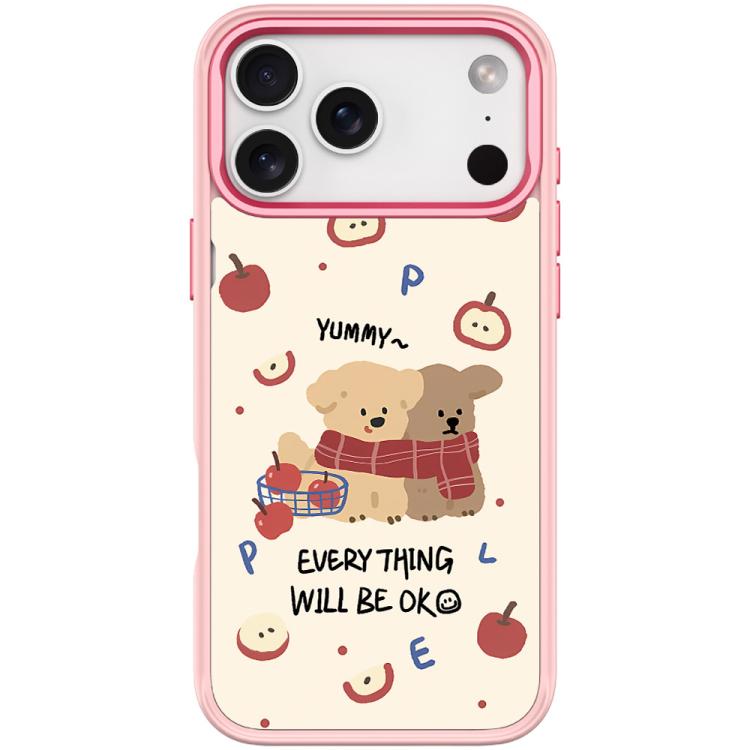 For iPhone 17 Pro Apple Dog Pattern Magnetic Phone Case(Pink)