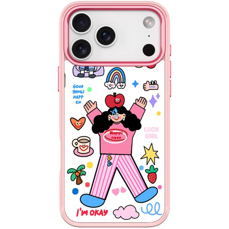 For iPhone 17 Pro Apple Little Girl Pattern Magnetic Phone Case(Pink)