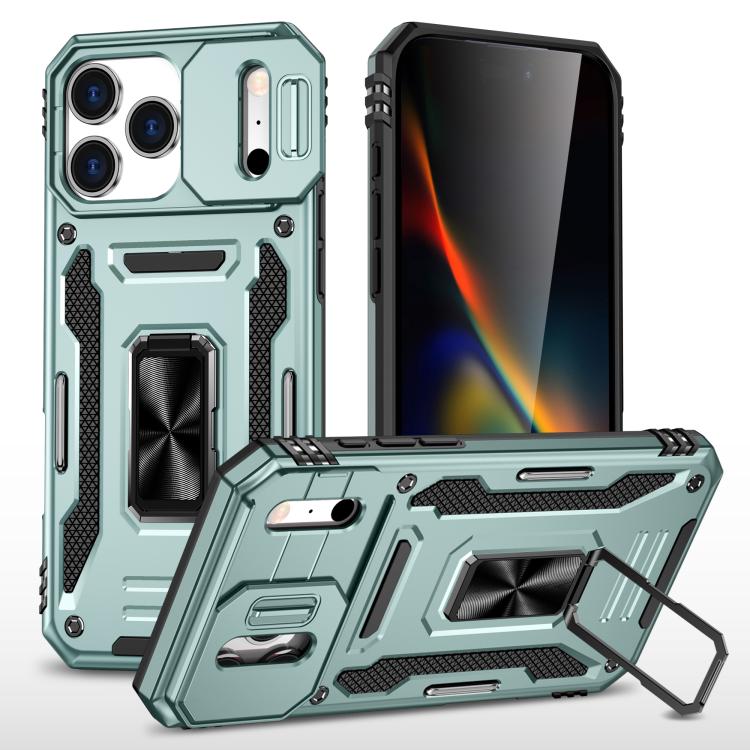 For iPhone 17 Pro Armor PC + TPU Camera Shield Phone Case(Alpine Green)