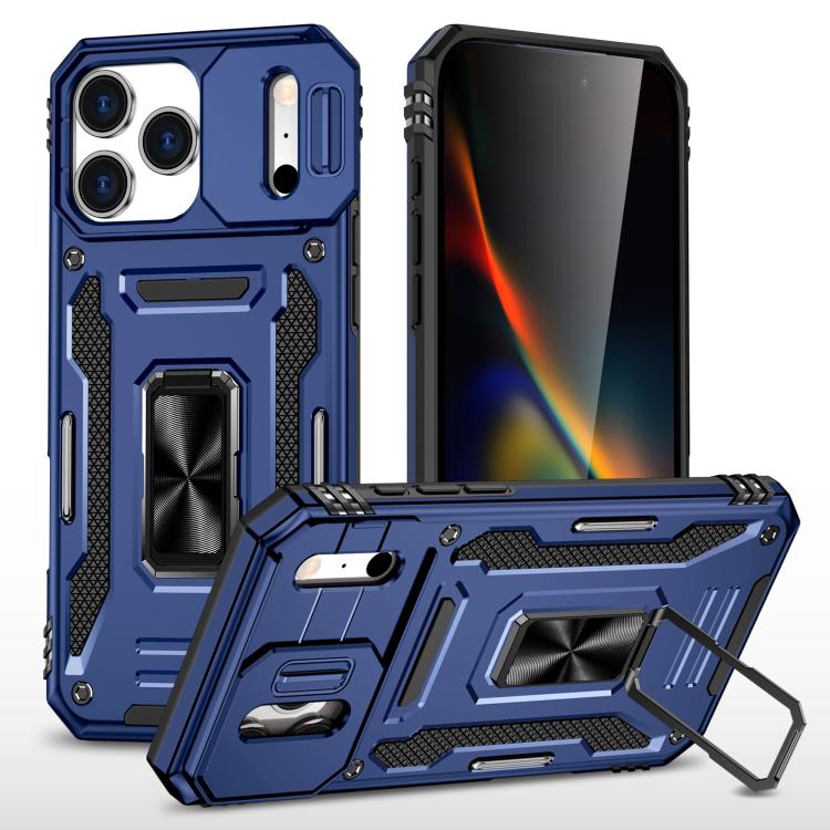 For iPhone 17 Pro Armor PC + TPU Camera Shield Phone Case(Navy Blue)