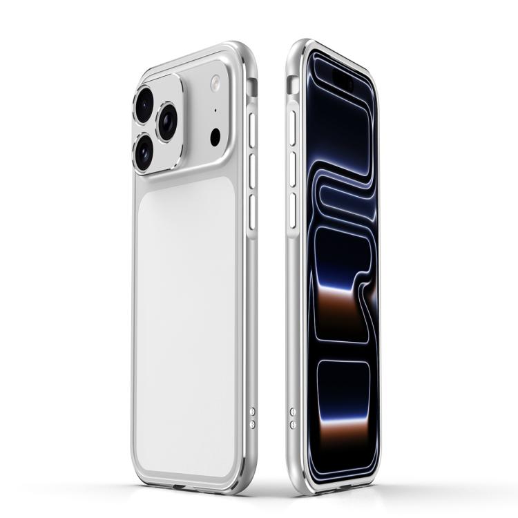 For iPhone 17 Pro Aurora Series Lens Protector + Metal Frame Phone Case(Silver)
