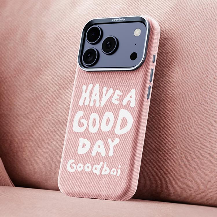 For iPhone 17 Pro Beautiful Series Denim Texture Full Coverage Magnetic Phone Case(Pink)