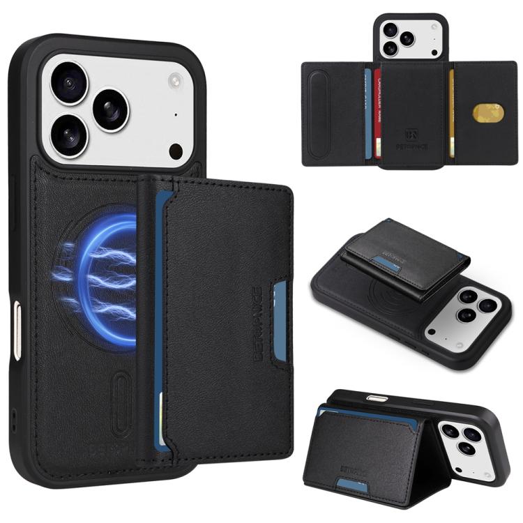 For iPhone 17 Pro BETOPNICE Horizontal Flip Detachable MagSafe Wallet Phone Case(Black)