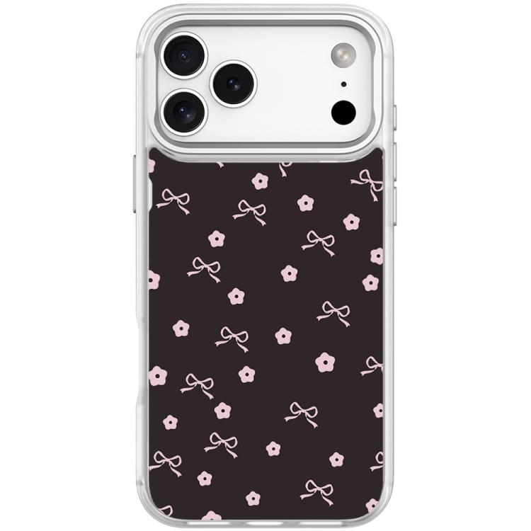 For iPhone 17 Pro Bow Flower Pattern Magnetic Phone Case(Transparent White)