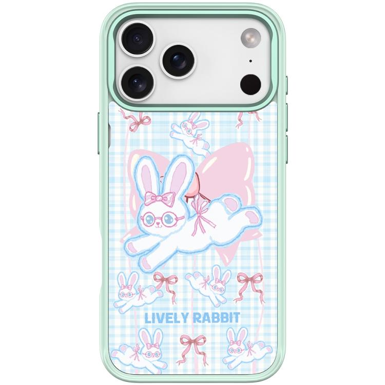 For iPhone 17 Pro Bow Rabbit Pattern Magnetic Phone Case(Light Green)