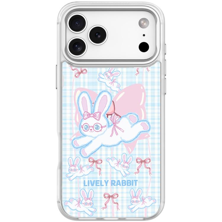 For iPhone 17 Pro Bow Rabbit Pattern Magnetic Phone Case(Transparent White)