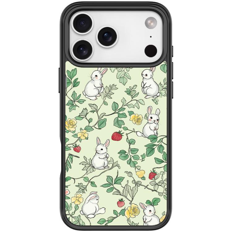 For iPhone 17 Pro Branch Rabbit Pattern Magnetic Phone Case(Black)