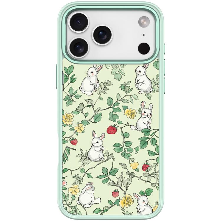 For iPhone 17 Pro Branch Rabbit Pattern Magnetic Phone Case(Light Green)