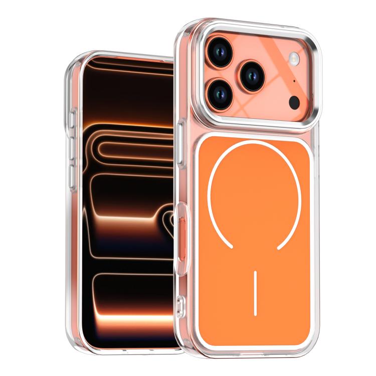 For iPhone 17 Pro Bright Shadow Two-color MagSafe Magnetic Phone Case(Orange)
