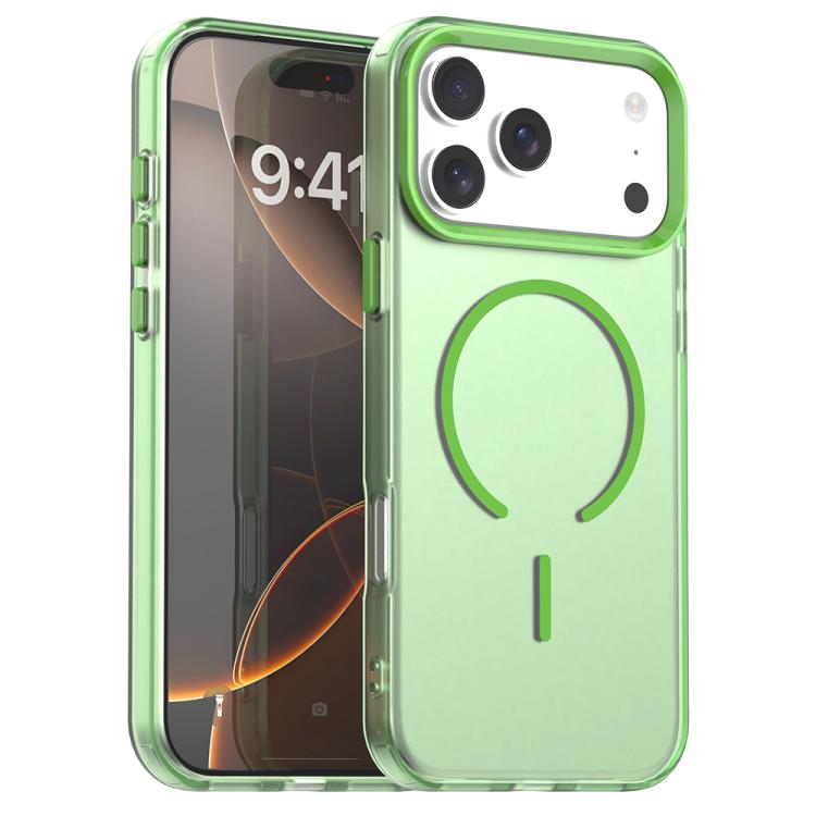 For iPhone 17 Pro C-type Candy Fine Circle Magsafe PC Hybrid TPU Phone Case(Green)