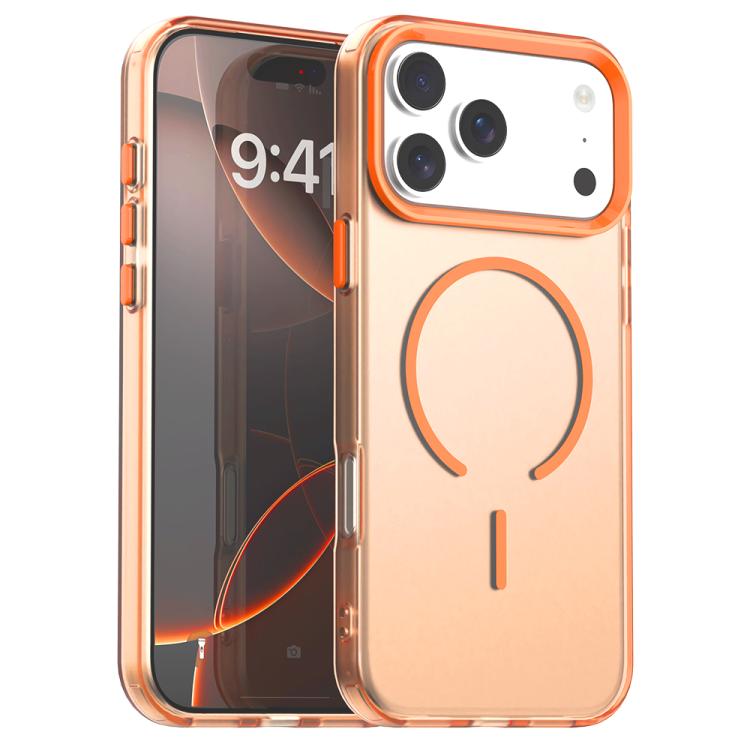 For iPhone 17 Pro C-type Candy Fine Circle Magsafe PC Hybrid TPU Phone Case(Orange)