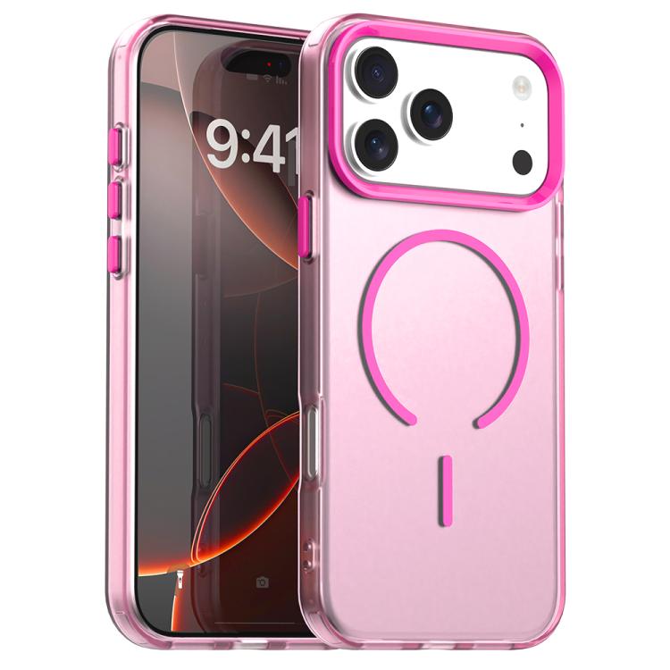 For iPhone 17 Pro C-type Candy Fine Circle Magsafe PC Hybrid TPU Phone Case(Red)