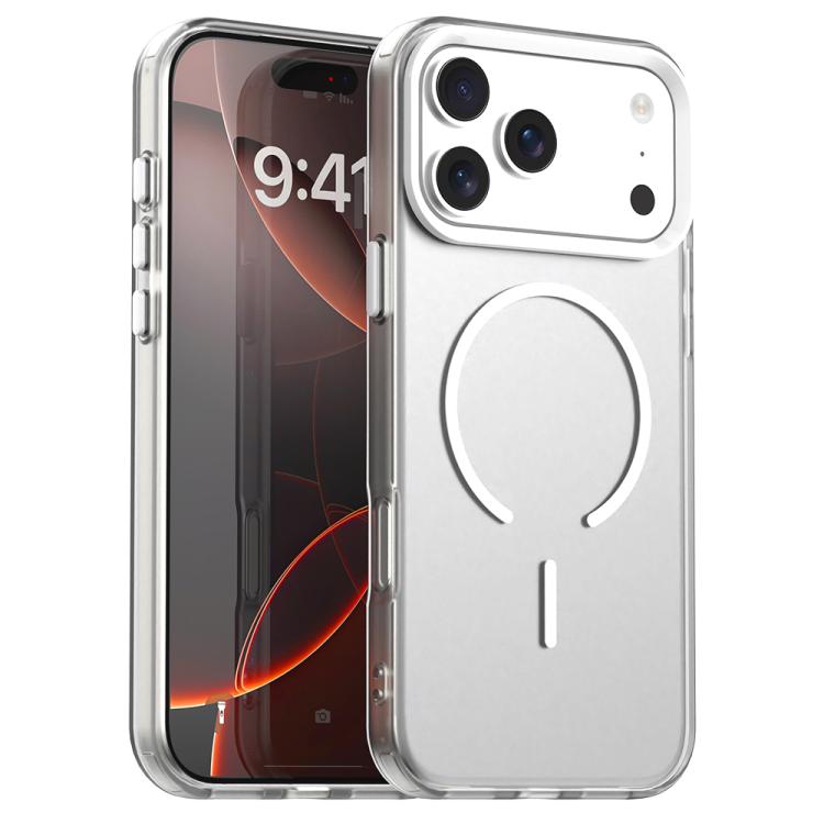 For iPhone 17 Pro C-type Candy Fine Circle Magsafe PC Hybrid TPU Phone Case(White)