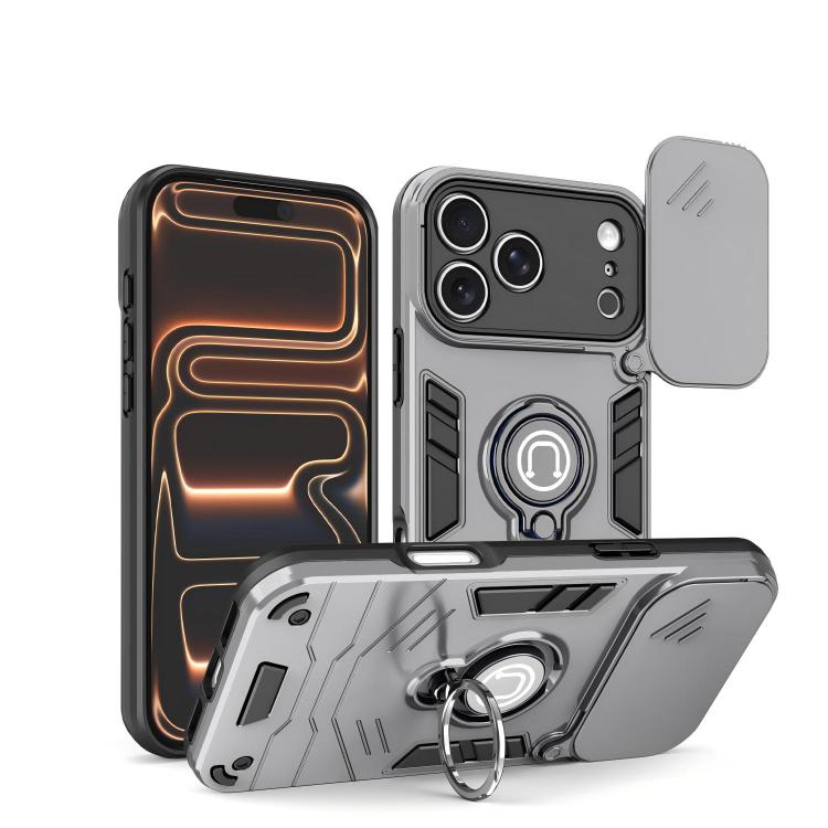 For iPhone 17 Pro Camshield Ring Holder Phone Case(Grey)
