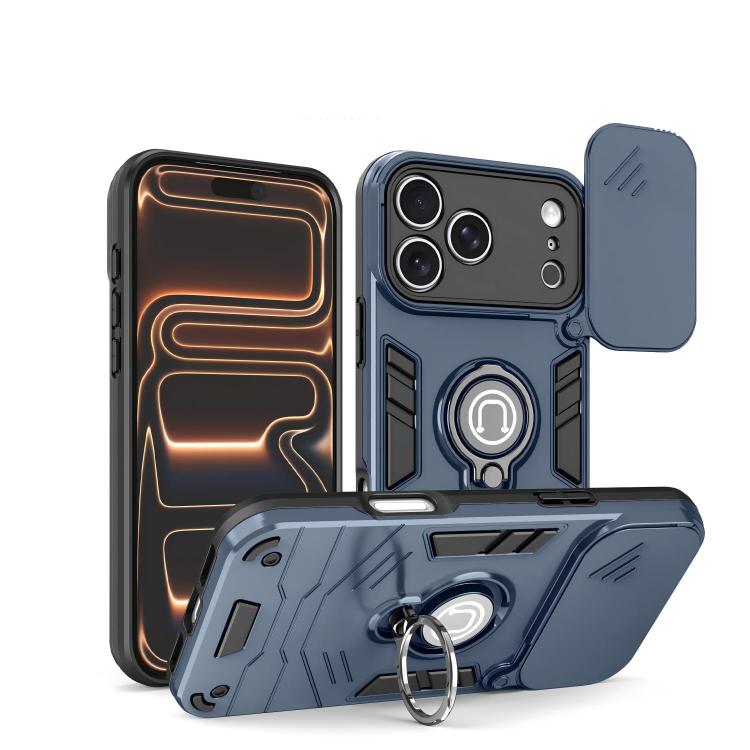 For iPhone 17 Pro Camshield Ring Holder Phone Case(Royal Blue)