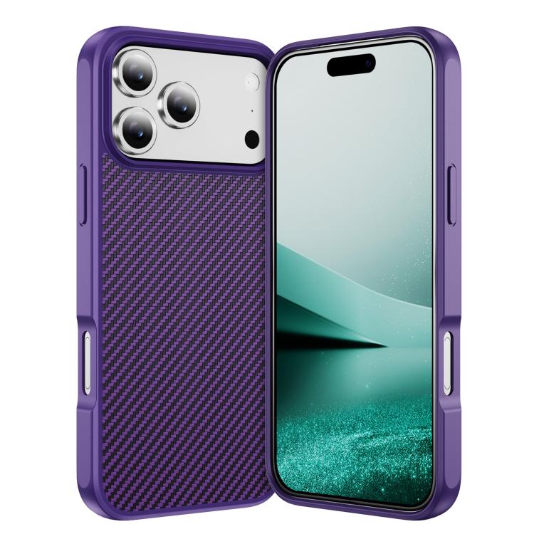 For iPhone 17 Pro Carbon Fiber Texture Skin-feel MagSafe Phone Case(Purple)