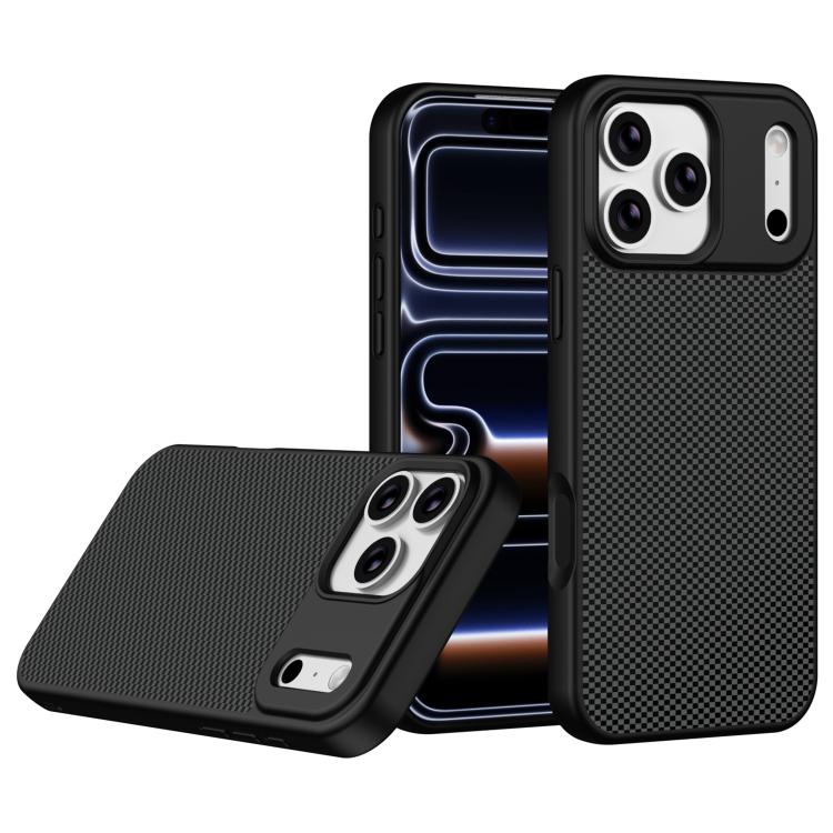 For iPhone 17 Pro Carbon Fiber Texture TPU Soft Edge Magnetic Shockproof Phone Case(Black)