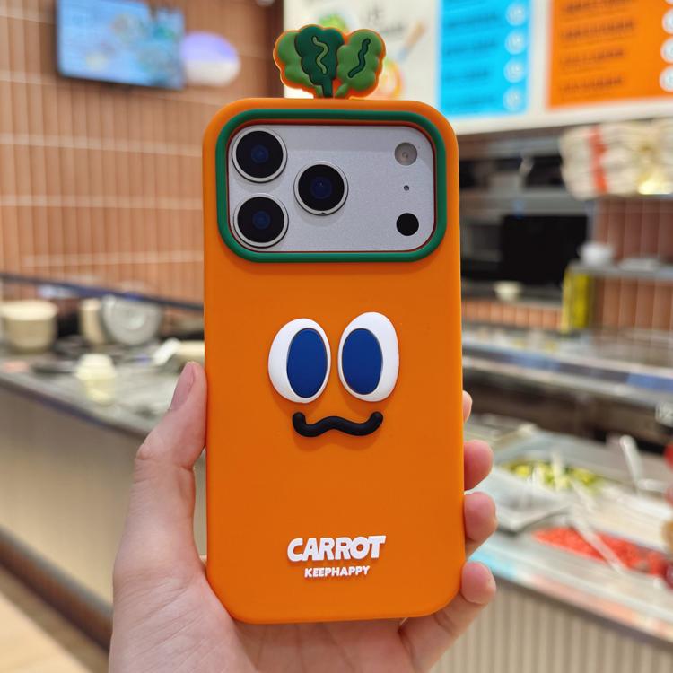 For iPhone 17 Pro Cartoon Carrot Design Silicone Phone Case(Orange)