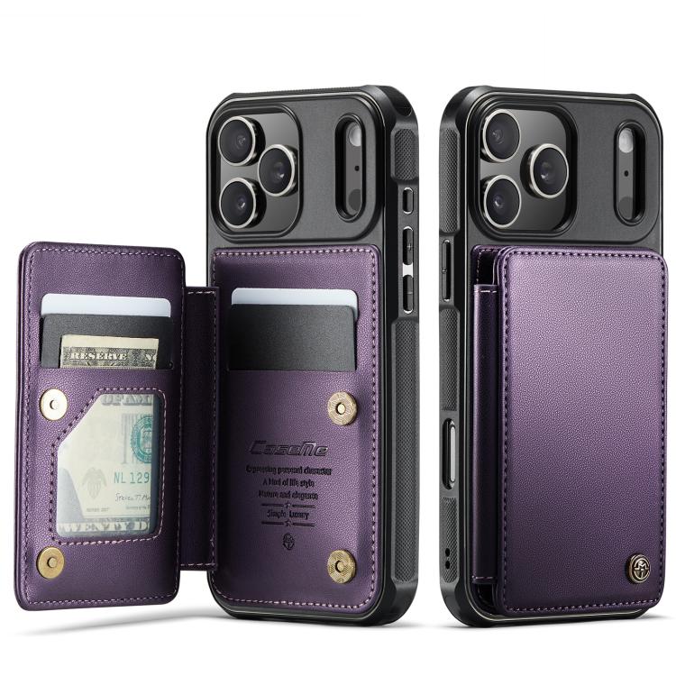 For iPhone 17 Pro CaseMe C22 Card Slots Holder RFID Anti-theft Phone Case(Purple)