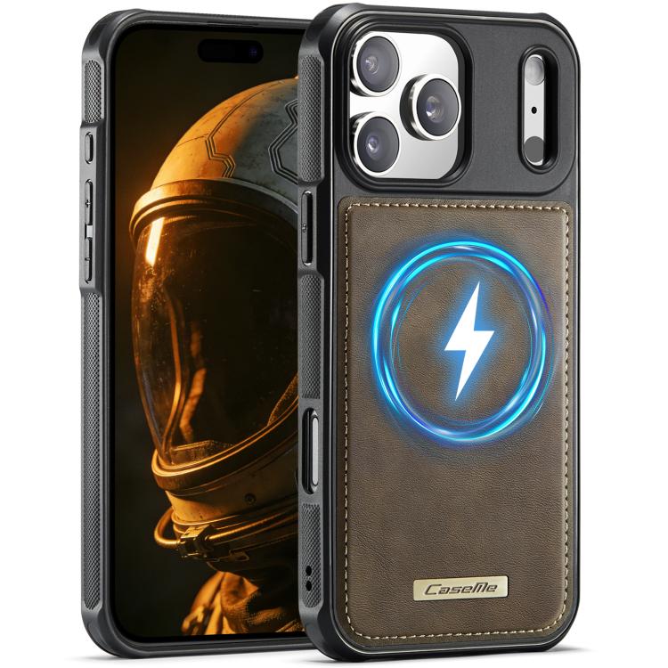 For iPhone 17 Pro CaseMe C69 Series Magnetic Vegan Leather Back Phone Case(Coffee)